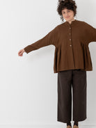 Arts & Science Side Gather Blouse in Light Brown - ARTS & SCIENCE at Worthwhile - shop TOP