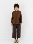 Arts & Science Side Gather Blouse in Light Brown - ARTS & SCIENCE at Worthwhile - shop TOP
