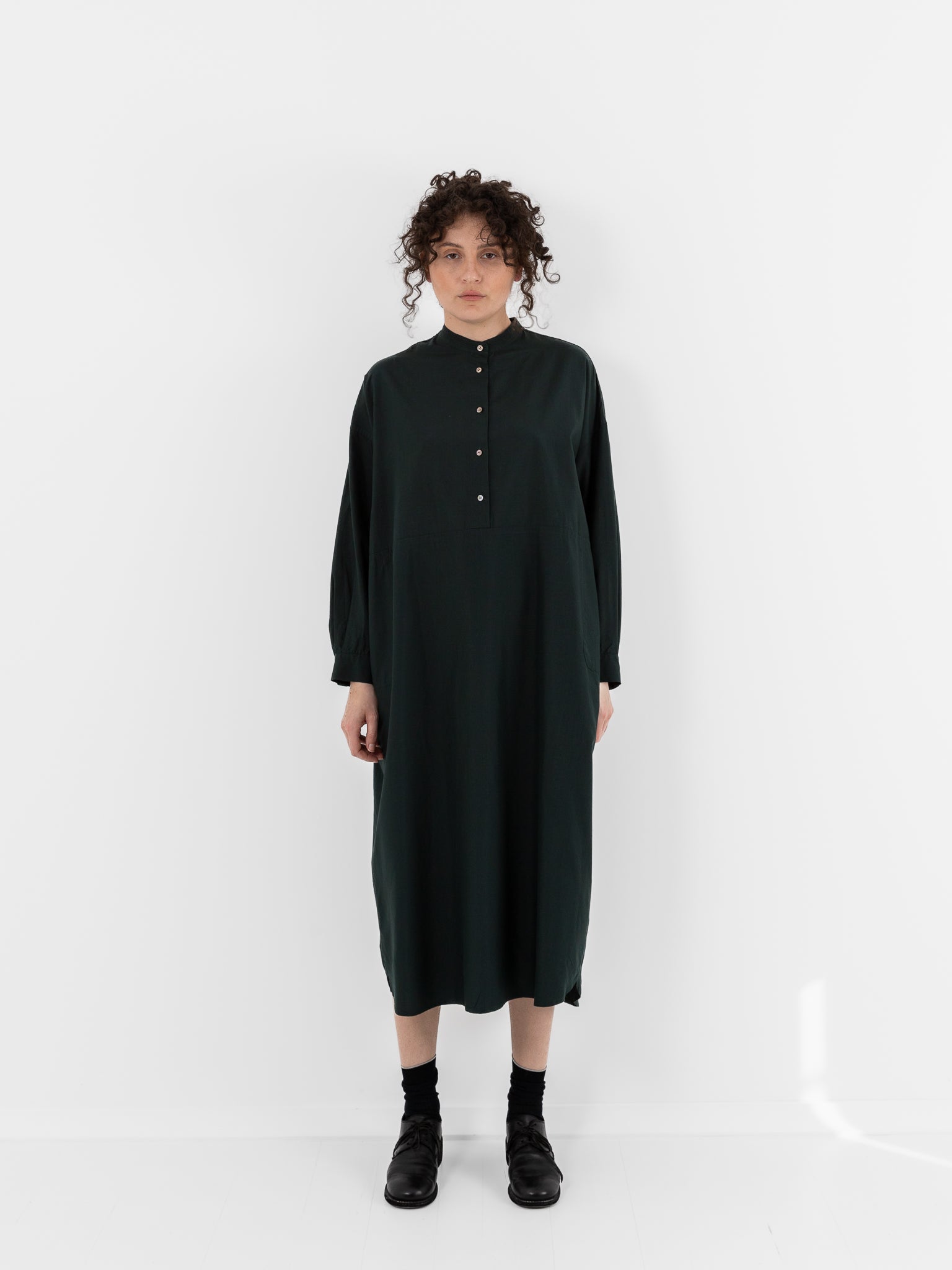 Arts & Science Stitched Yoke Shirt Dress in Dark Forest Green - ARTS & SCIENCE at Worthwhile - shop DRESS