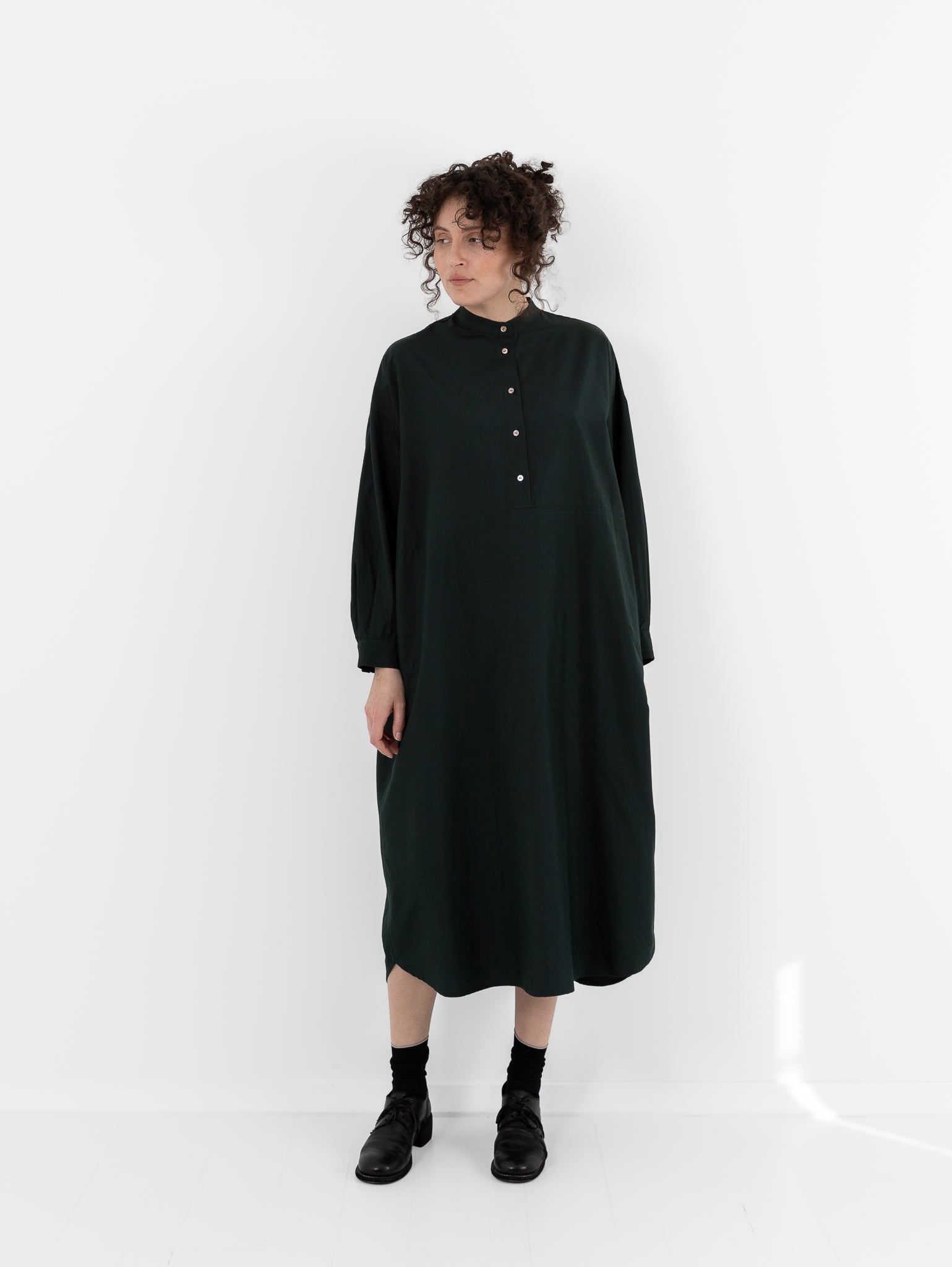 Arts & Science Stitched Yoke Shirt Dress in Dark Forest Green - ARTS & SCIENCE at Worthwhile - shop DRESS