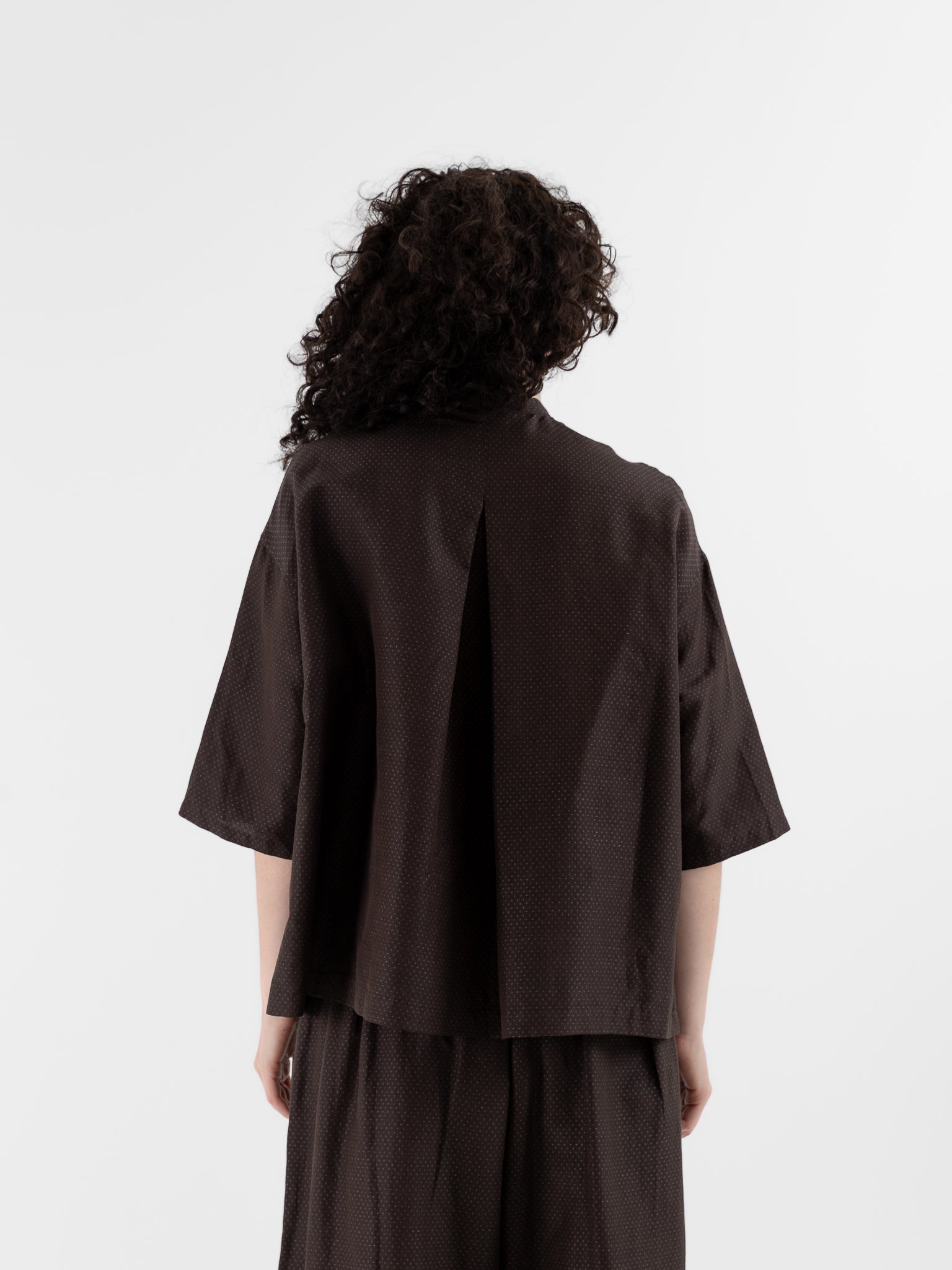 Arts & Science Stand Collar Boxy Shirt in Brown - ARTS & SCIENCE at Worthwhile - shop TOP