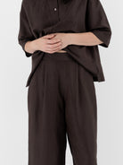 Arts & Science Back Tuck Easy Wide Pants in Brown - ARTS & SCIENCE at Worthwhile - shop PANT