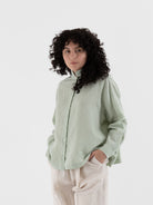 Arts & Science Granny Line Box Shirt in Light Sage Green - ARTS & SCIENCE at Worthwhile - shop TOP