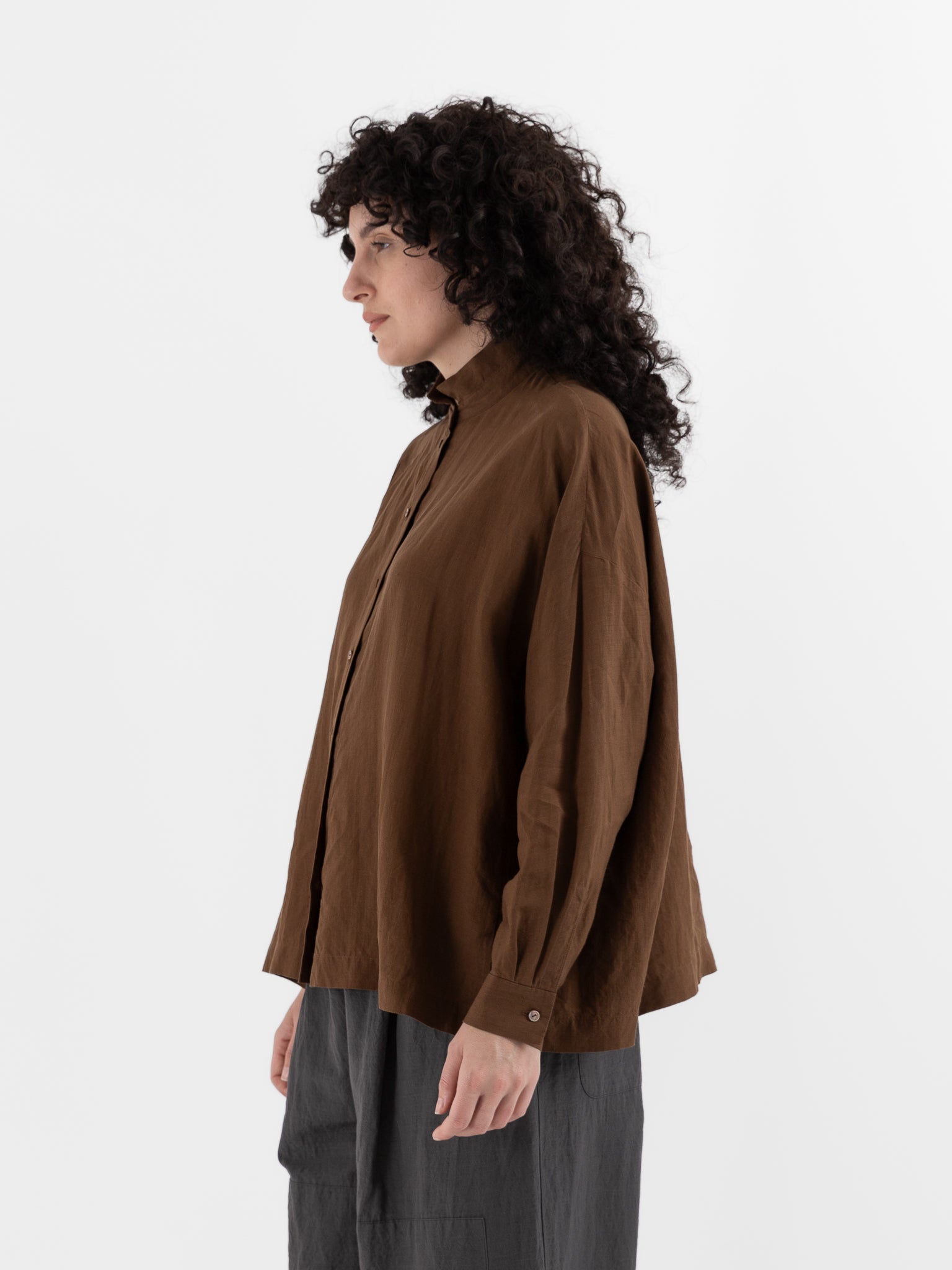 Arts & Science Granny Line Box Shirt in Light Brown - ARTS & SCIENCE at Worthwhile - shop TOP