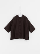 Arts & Science Stand Collar Boxy Shirt in Brown - ARTS & SCIENCE at Worthwhile - shop TOP