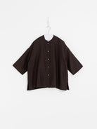 Arts & Science Stand Collar Boxy Shirt in Brown - ARTS & SCIENCE at Worthwhile - shop TOP