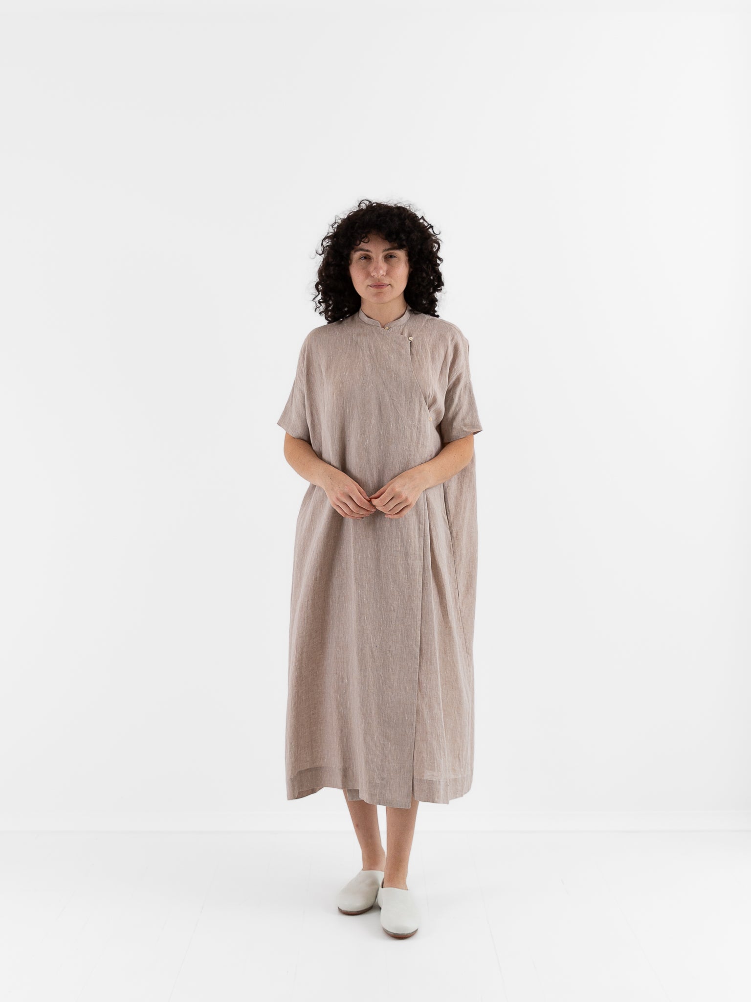 Arts & Science Ethnic Wrap Dress in Vintage Beige - ARTS & SCIENCE at Worthwhile - shop DRESS