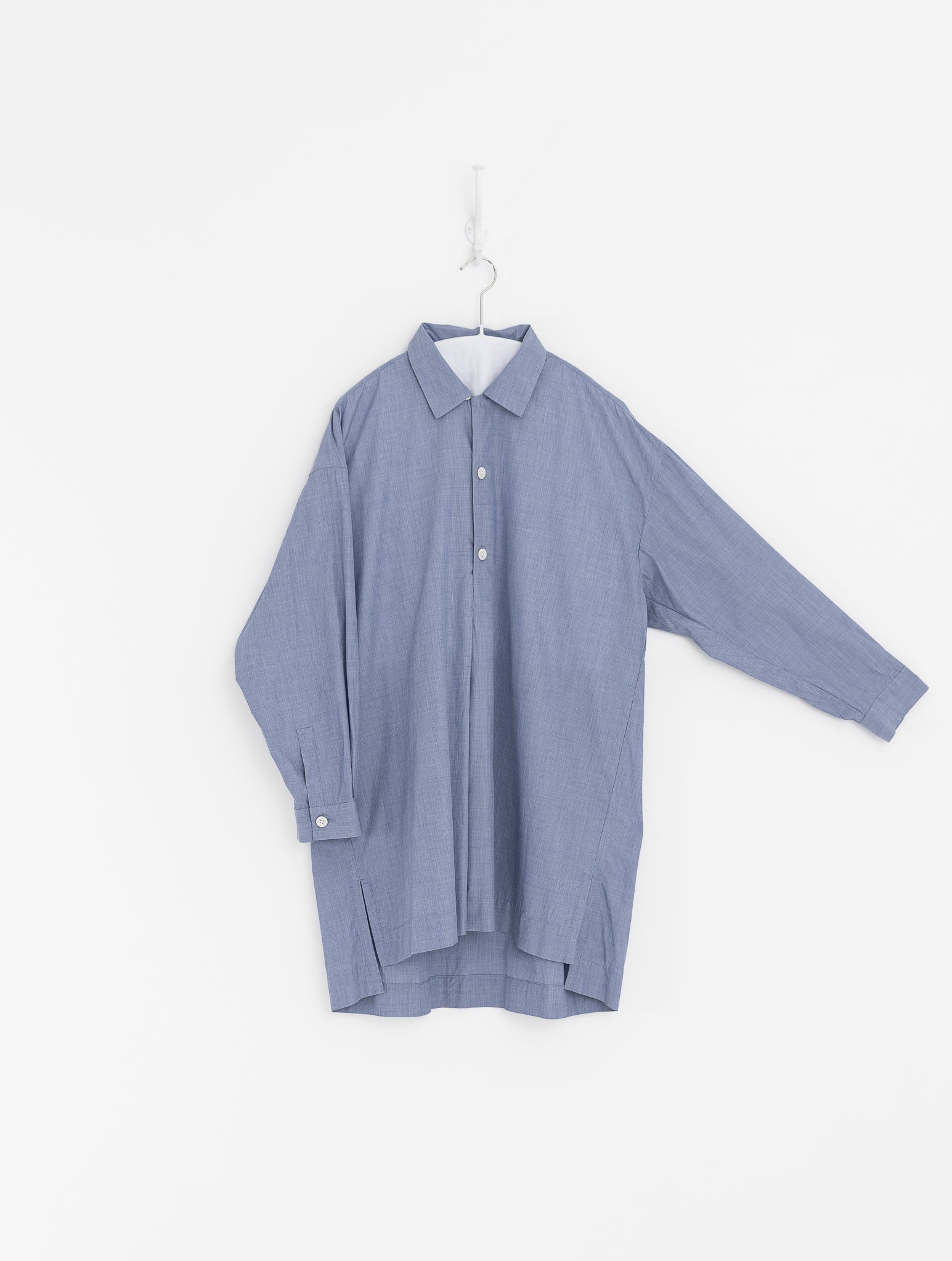 Arts & Science French Grandpa Long Shirt in Blue - ARTS & SCIENCE at Worthwhile - shop TOP