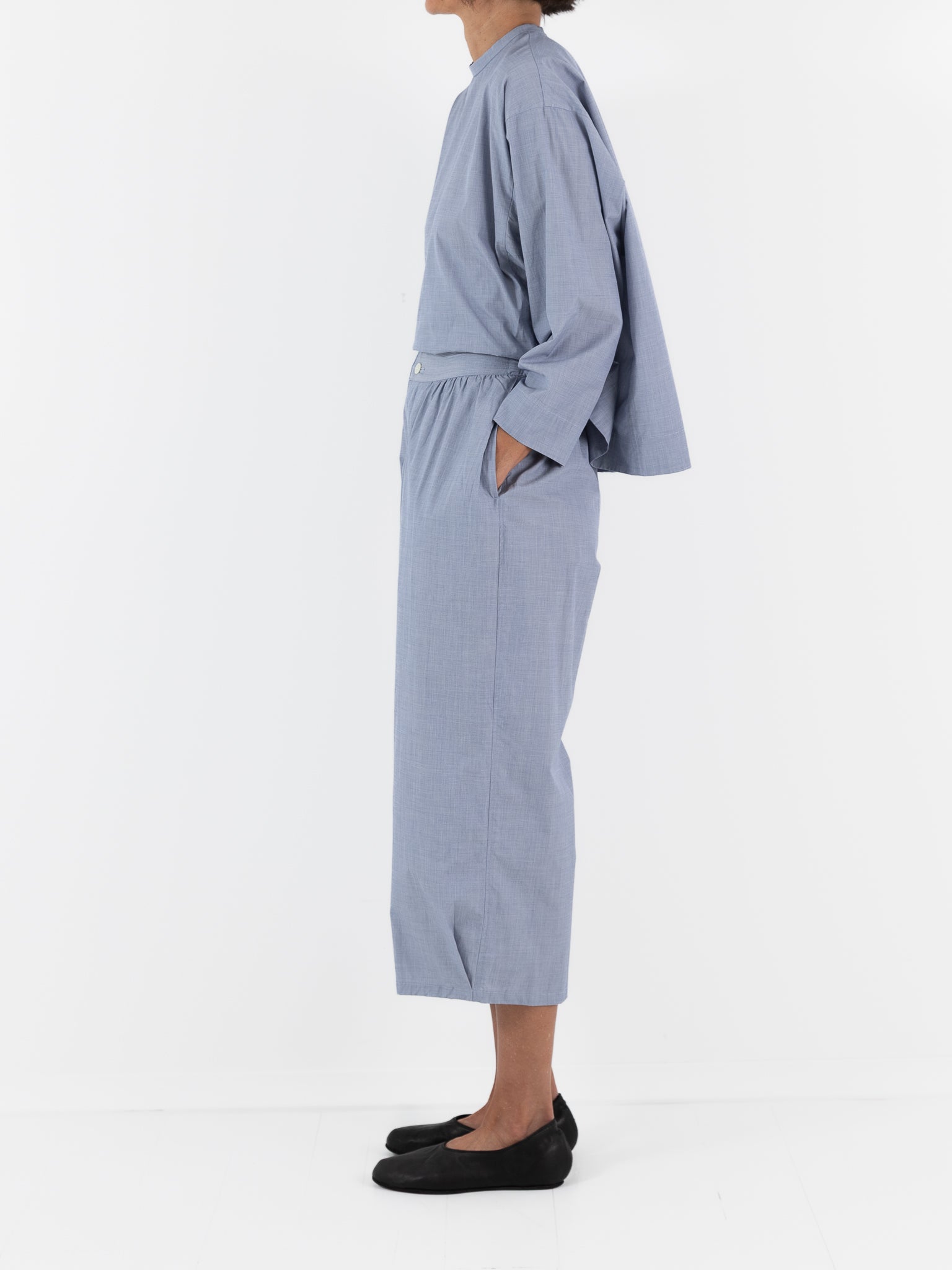 Arts & Science Stitch Belt Gather Pants in Blue - ARTS & SCIENCE at Worthwhile - shop PANT