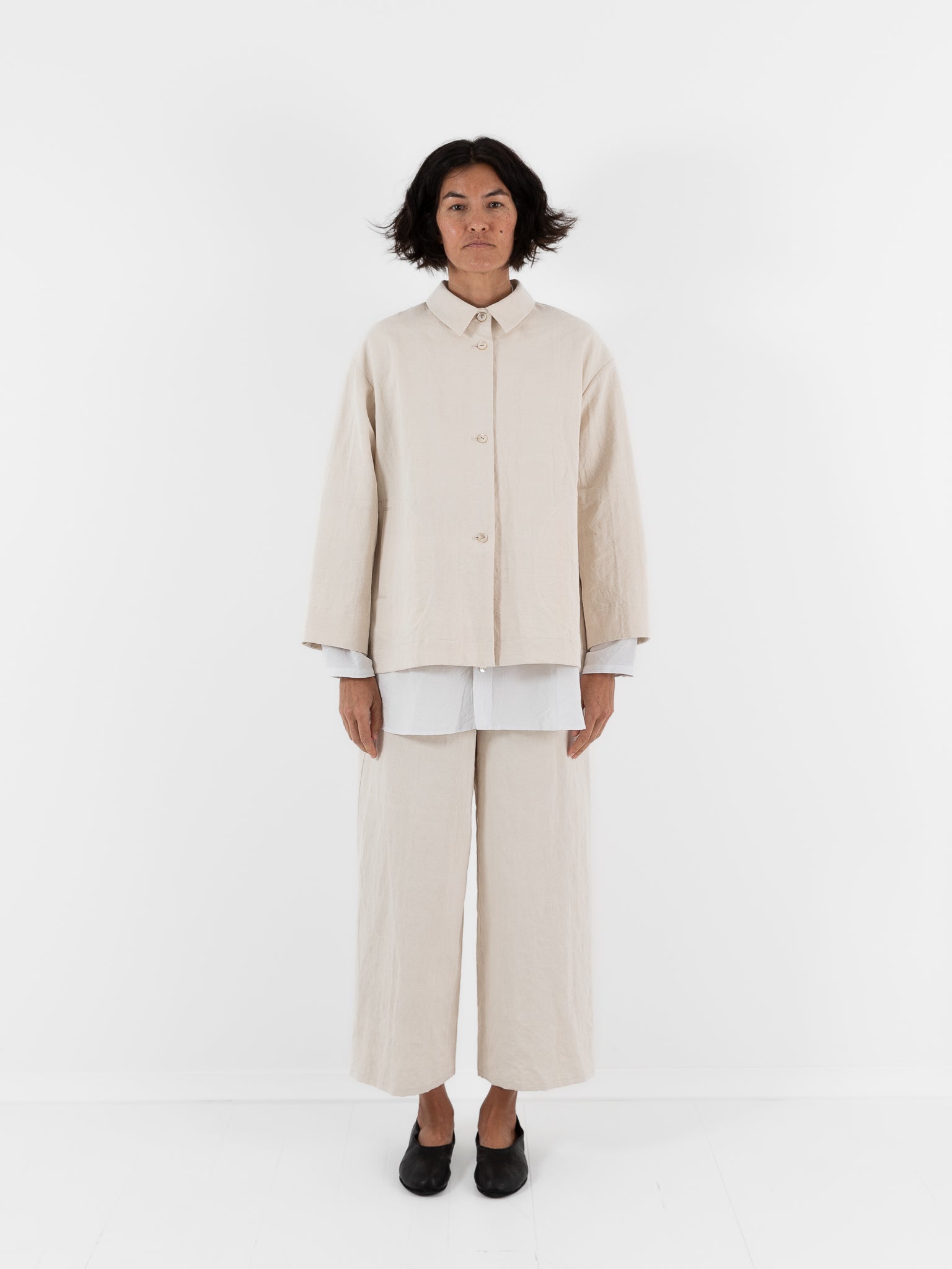 ジャケット・アウター ARTS&SCIENCE Over front no collar jacket Arts & Science - No Collar Short Jacket in Natural – Mouki Mou