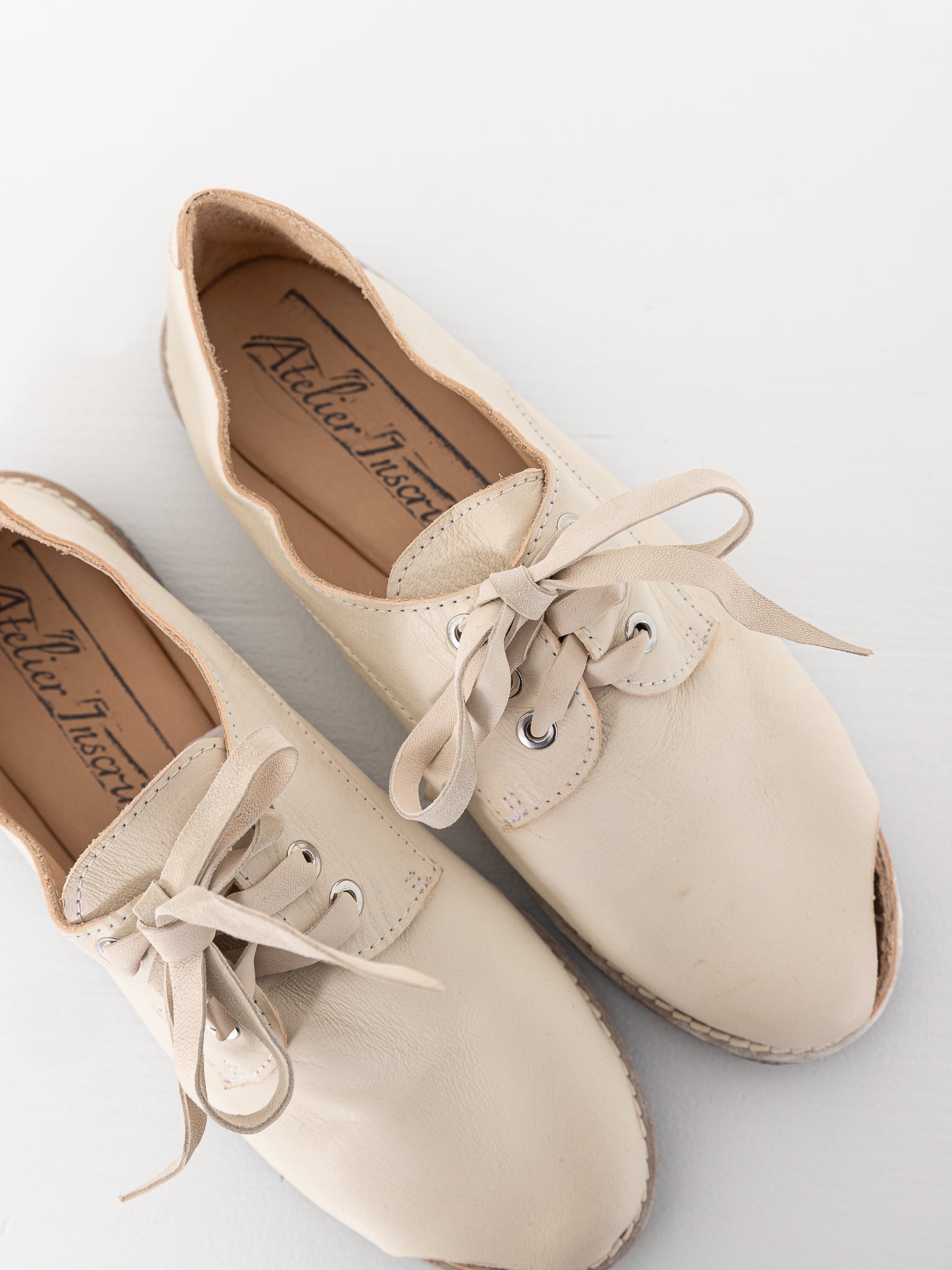 Atelier Inscrire Luis Tie Shoe, Natural - ATELIER INSCRIRE at Worthwhile - shop SHOES