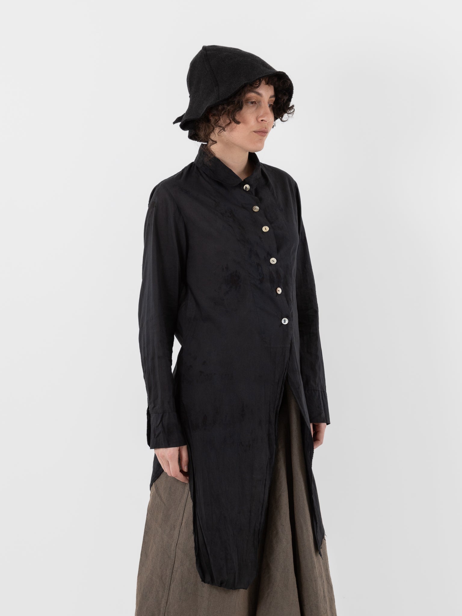 Atelier Suppan Long Shirt 52 in Hand Dye/Dark - ATELIER SUPPAN at Worthwhile - shop TOP