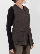 Atelier Suppan Handwoven Sleeveless Jacket 34 in Hand Dye Stripe - ATELIER SUPPAN at Worthwhile - shop JACKET