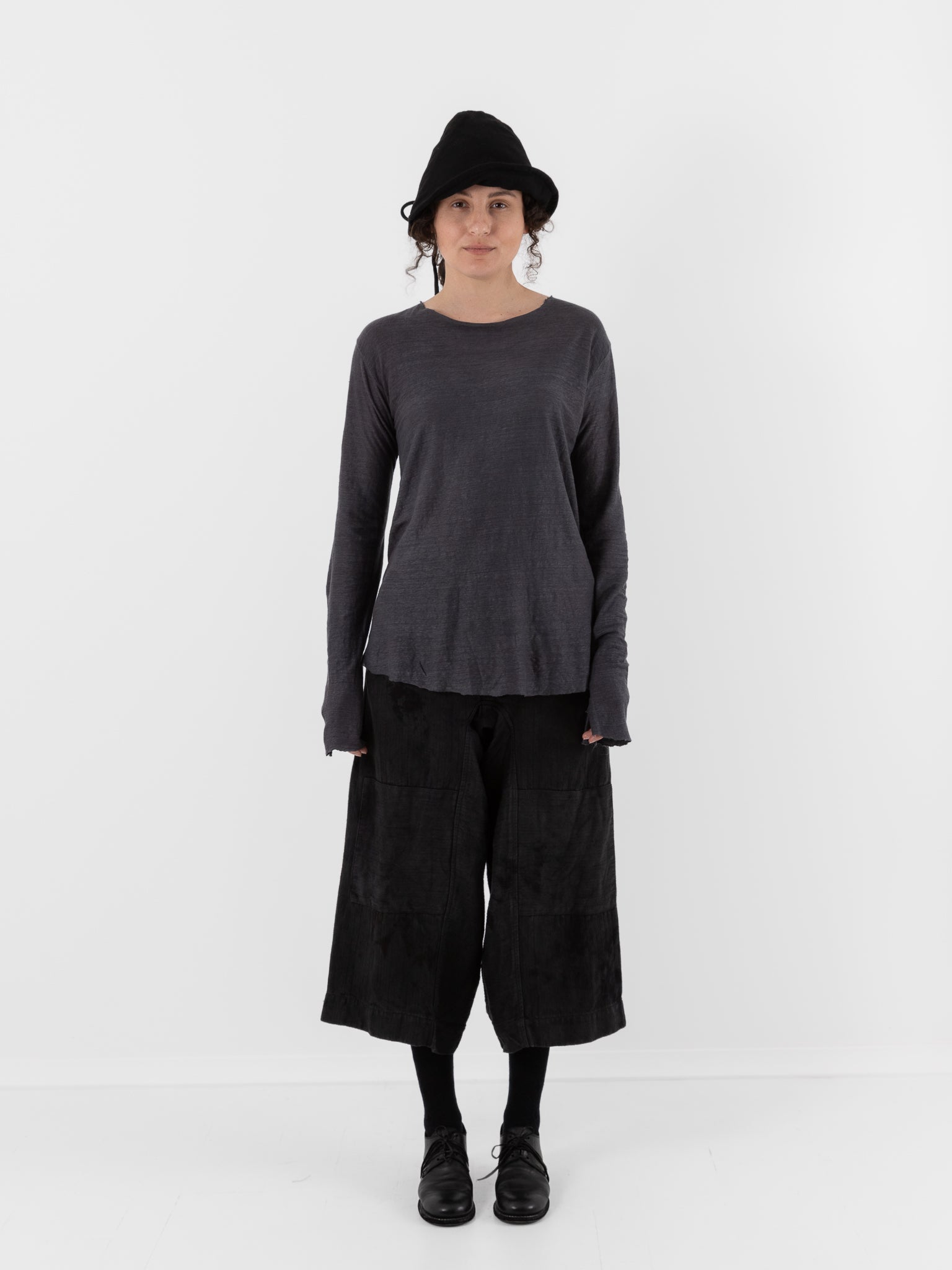 Atelier Suppan Linen Tee in 59 in Hand Dye Grey - ATELIER SUPPAN at Worthwhile - shop TOP