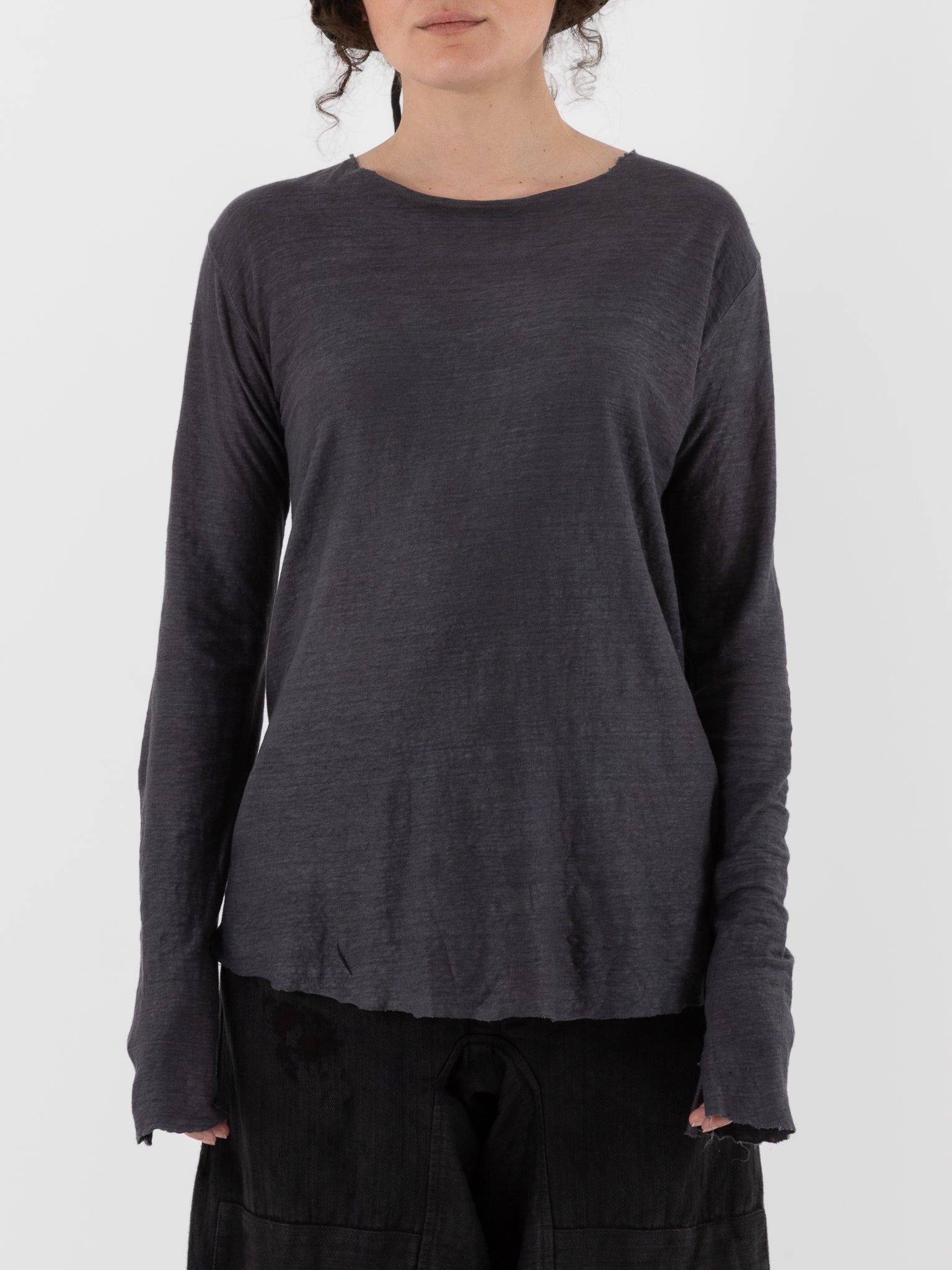 Atelier Suppan Linen Tee in 59 in Hand Dye Grey - ATELIER SUPPAN at Worthwhile - shop TOP