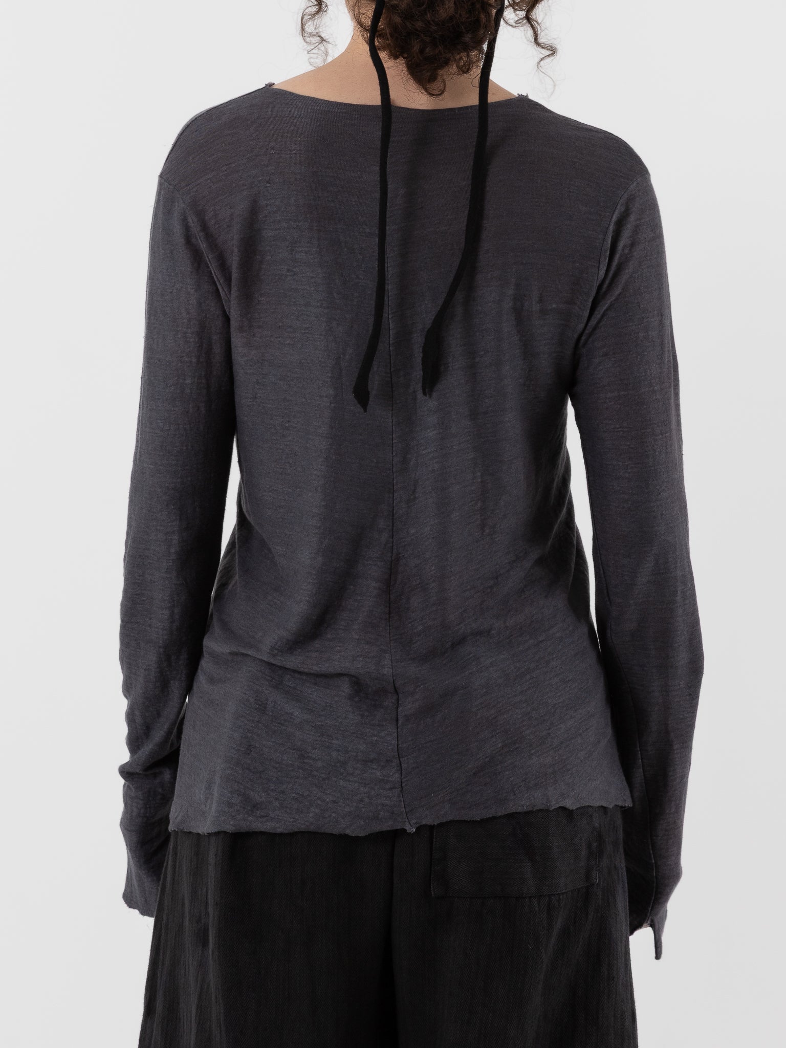 Atelier Suppan Linen Tee in 59 in Hand Dye Grey - ATELIER SUPPAN at Worthwhile - shop TOP