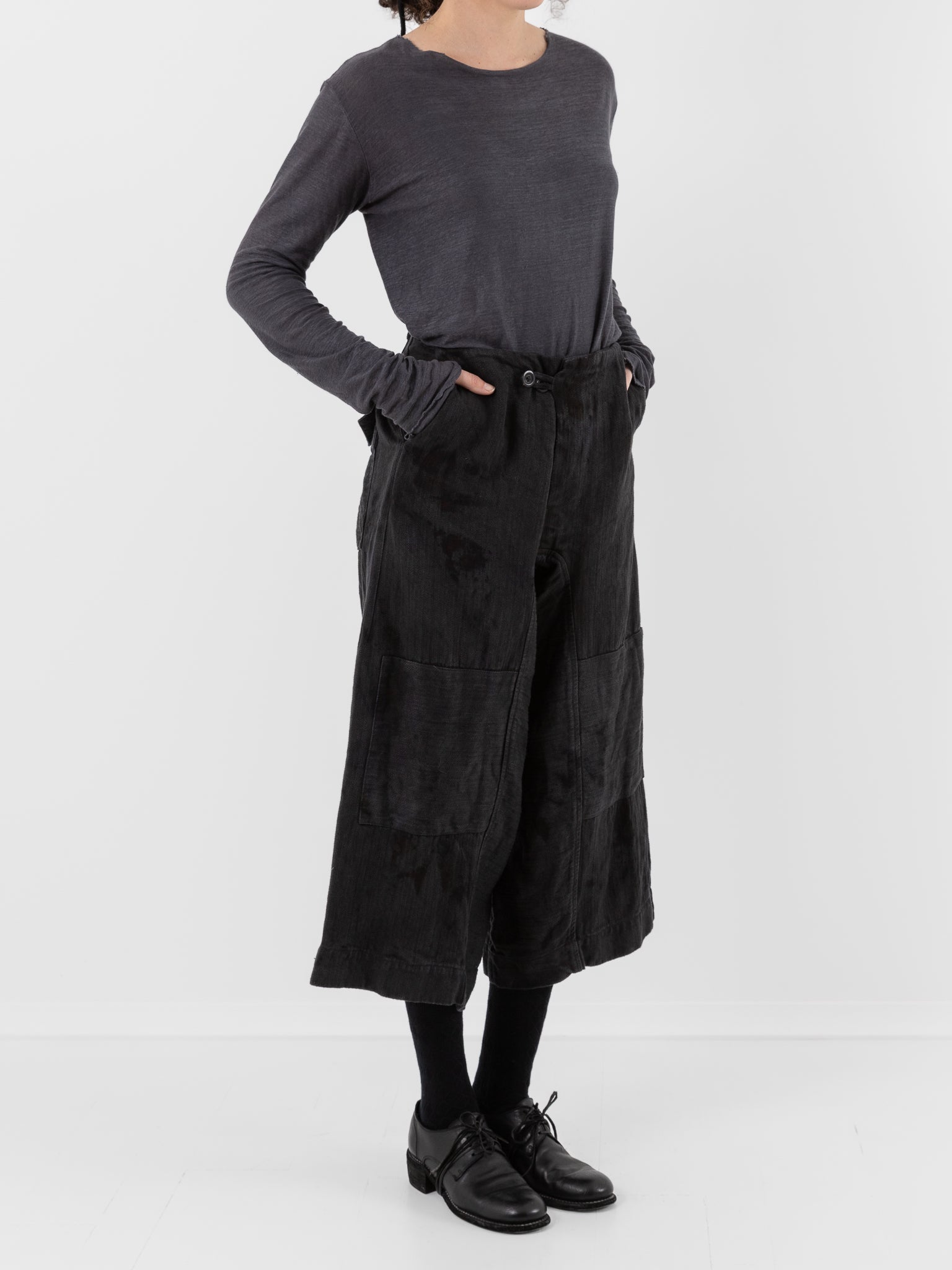 Atelier Suppan Heavy Hemp Trousers 44 in Hand Dye/Dark - ATELIER SUPPAN at Worthwhile - shop PANT