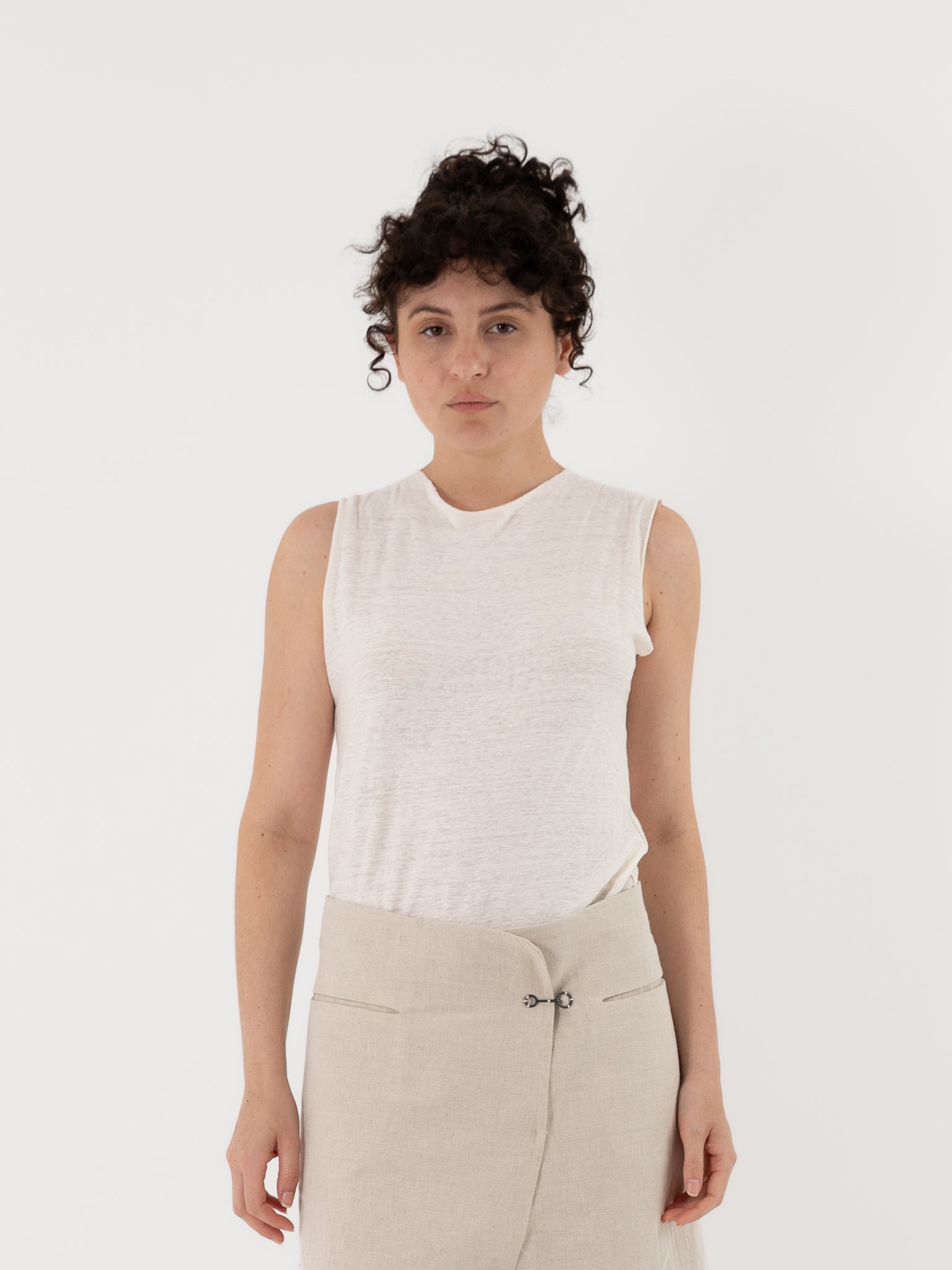 Atelier Suppan Linen Tank 65 in White - ATELIER SUPPAN at Worthwhile - shop TOP