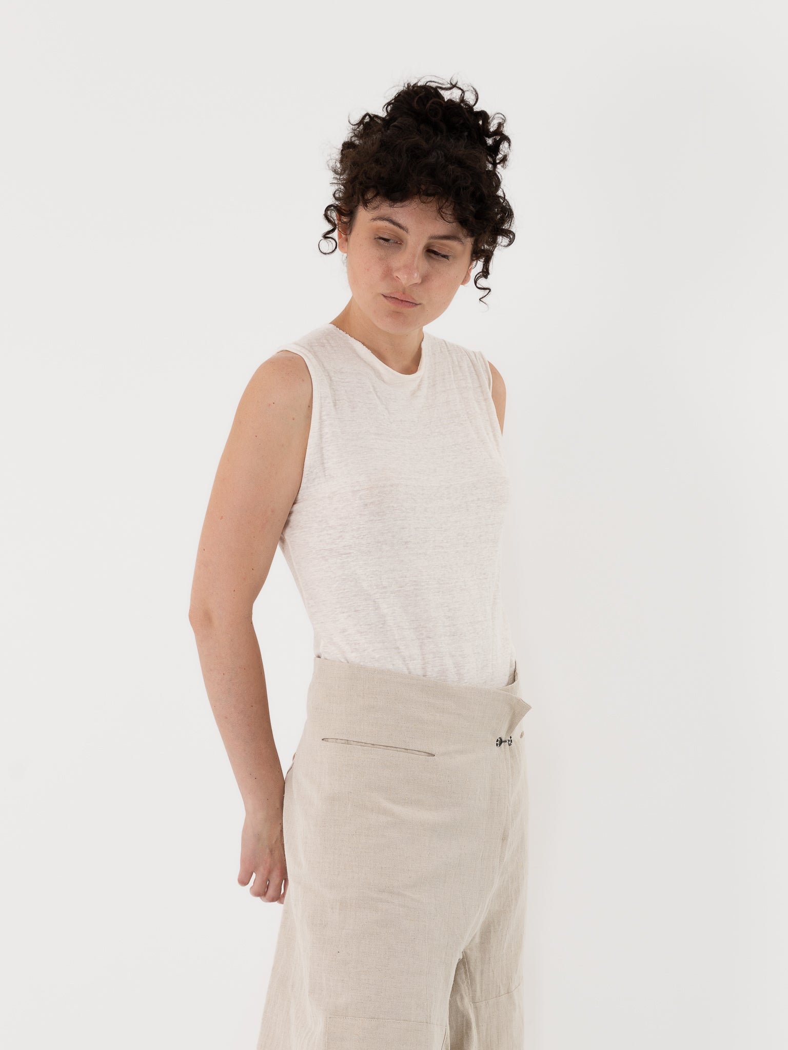 Atelier Suppan Linen Tank 65 in White - ATELIER SUPPAN at Worthwhile - shop TOP
