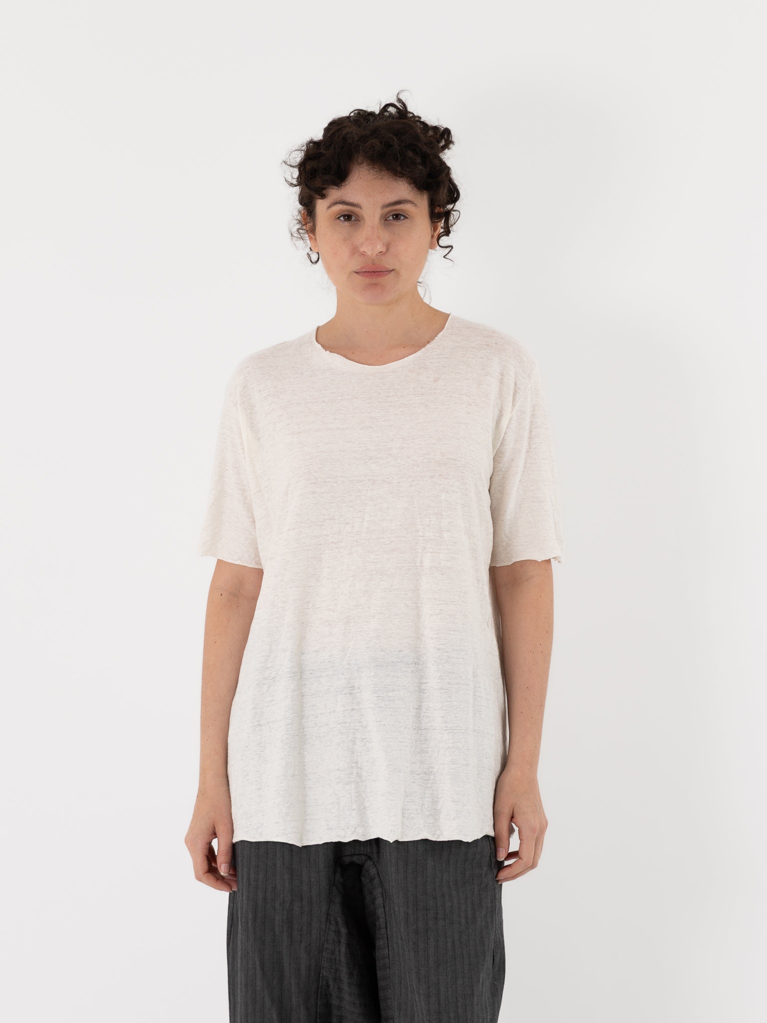 Atelier Suppan Linen Tee Shirt 64 in White - ATELIER SUPPAN at Worthwhile - shop TOP