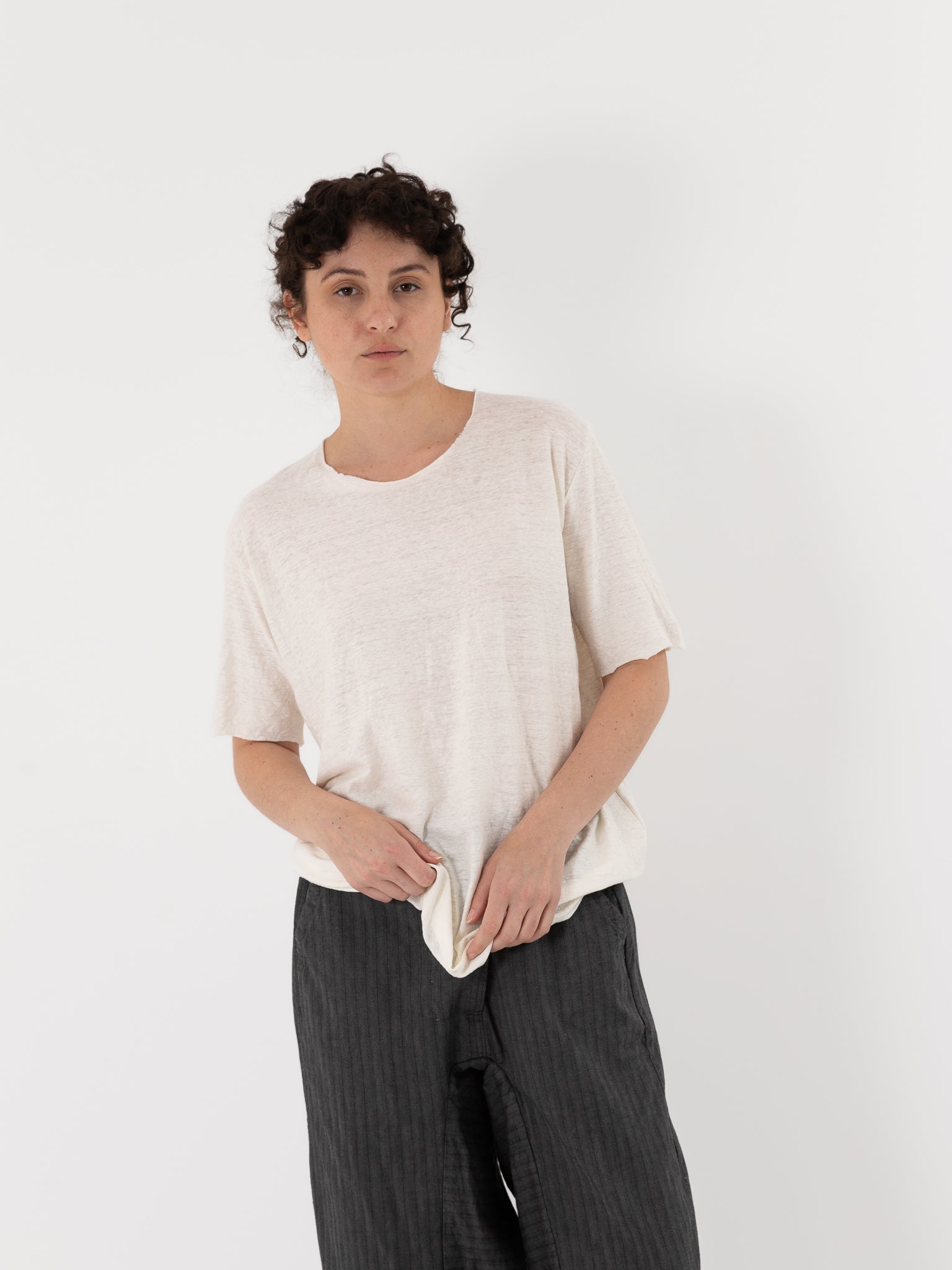 Atelier Suppan Linen Tee Shirt 64 in White - ATELIER SUPPAN at Worthwhile - shop TOP