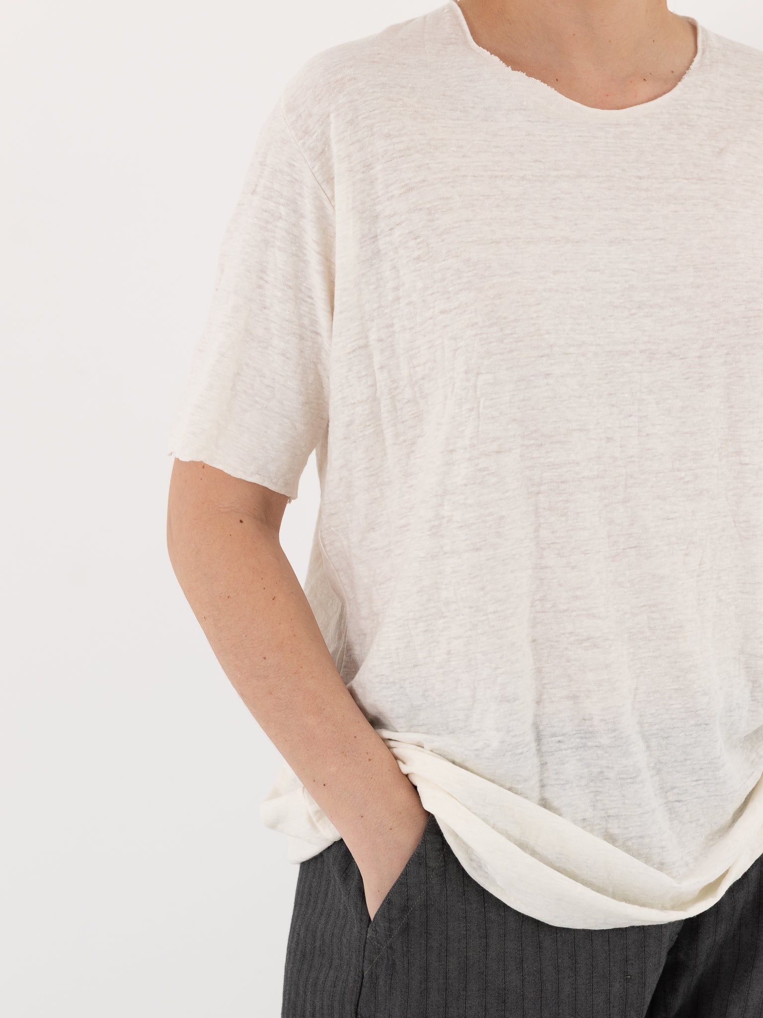 Atelier Suppan Linen Tee Shirt 64 in White - ATELIER SUPPAN at Worthwhile - shop TOP