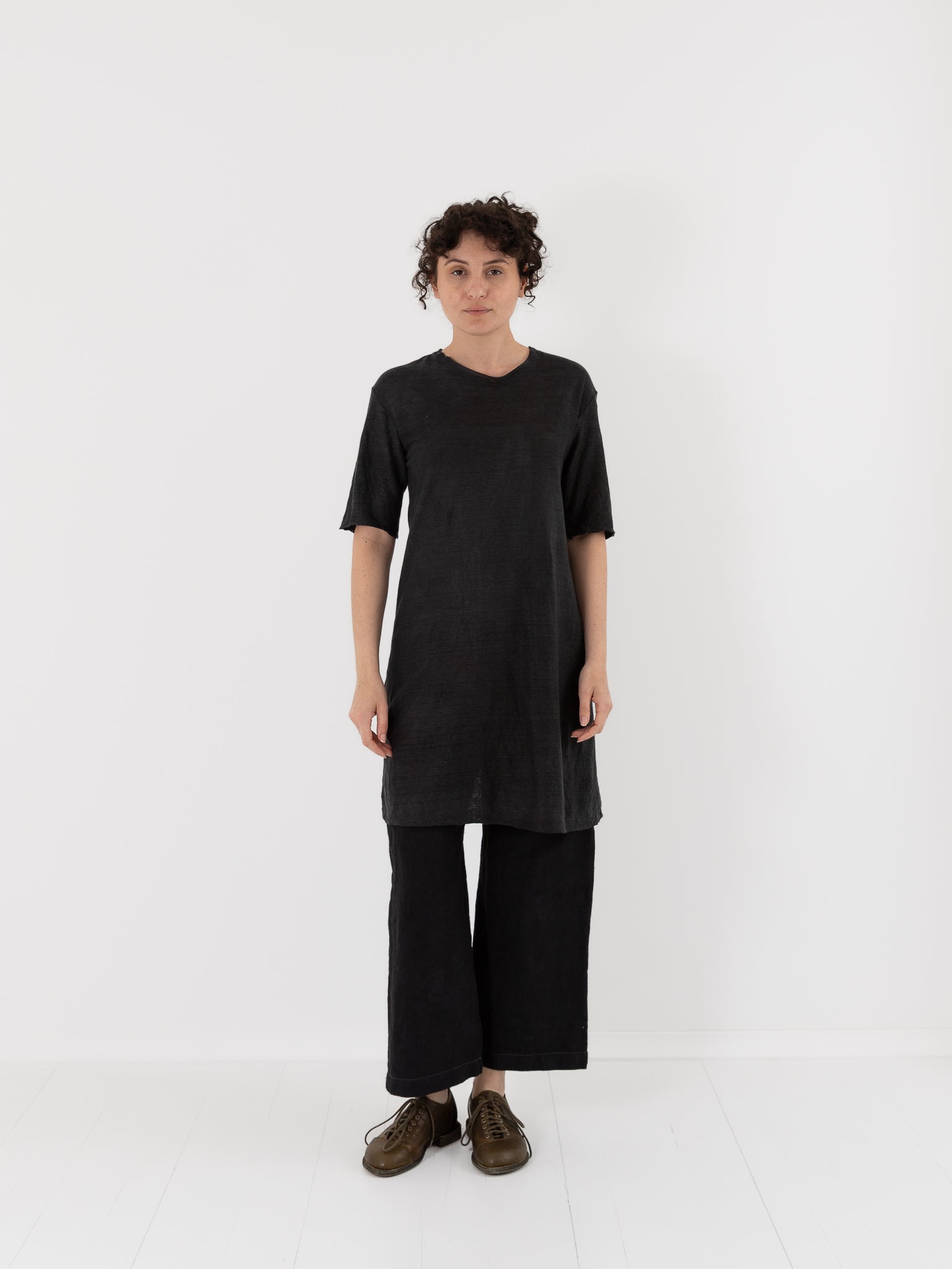 Atelier Suppan Long Linen Tee Shirt 66 in Black - ATELIER SUPPAN at Worthwhile - shop TOP