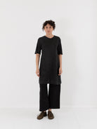 Atelier Suppan Long Linen Tee Shirt 66 in Black - ATELIER SUPPAN at Worthwhile - shop TOP