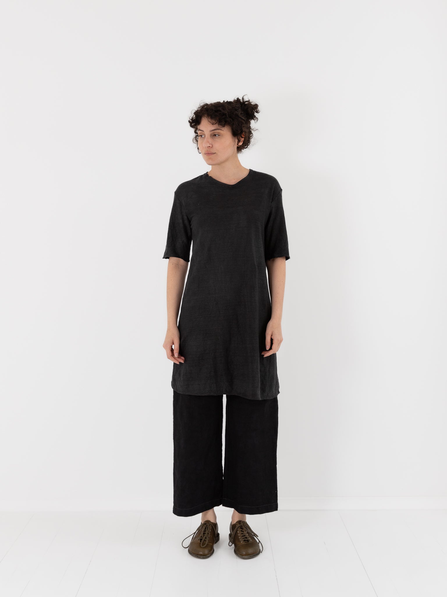 Atelier Suppan Long Linen Tee Shirt 66 in Black - ATELIER SUPPAN at Worthwhile - shop TOP