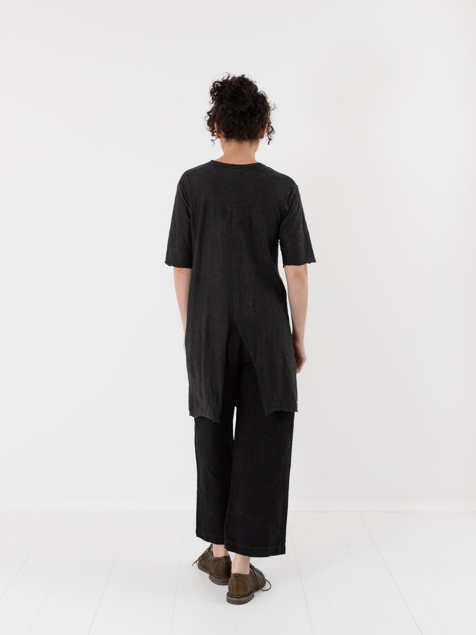 Atelier Suppan Long Linen Tee Shirt 66 in Black - ATELIER SUPPAN at Worthwhile - shop TOP