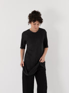 Atelier Suppan Long Linen Tee Shirt 66 in Black - ATELIER SUPPAN at Worthwhile - shop TOP