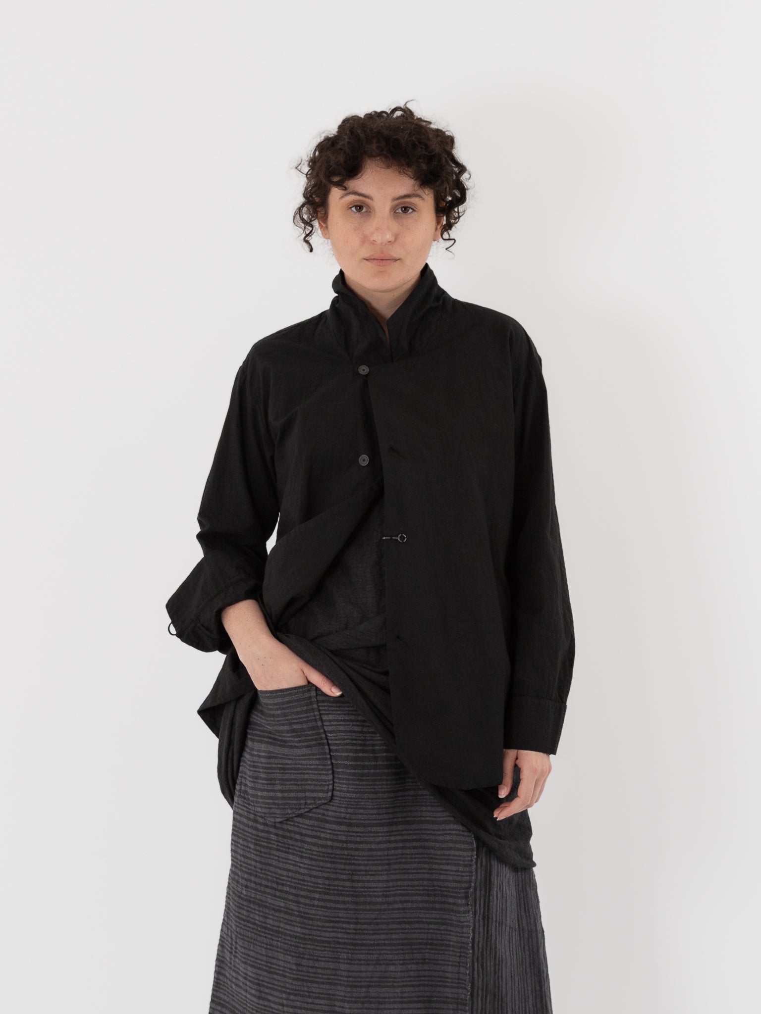 Atelier Suppan Shirt Jacket 16 in Black Stripes - ATELIER SUPPAN at Worthwhile - shop JACKET