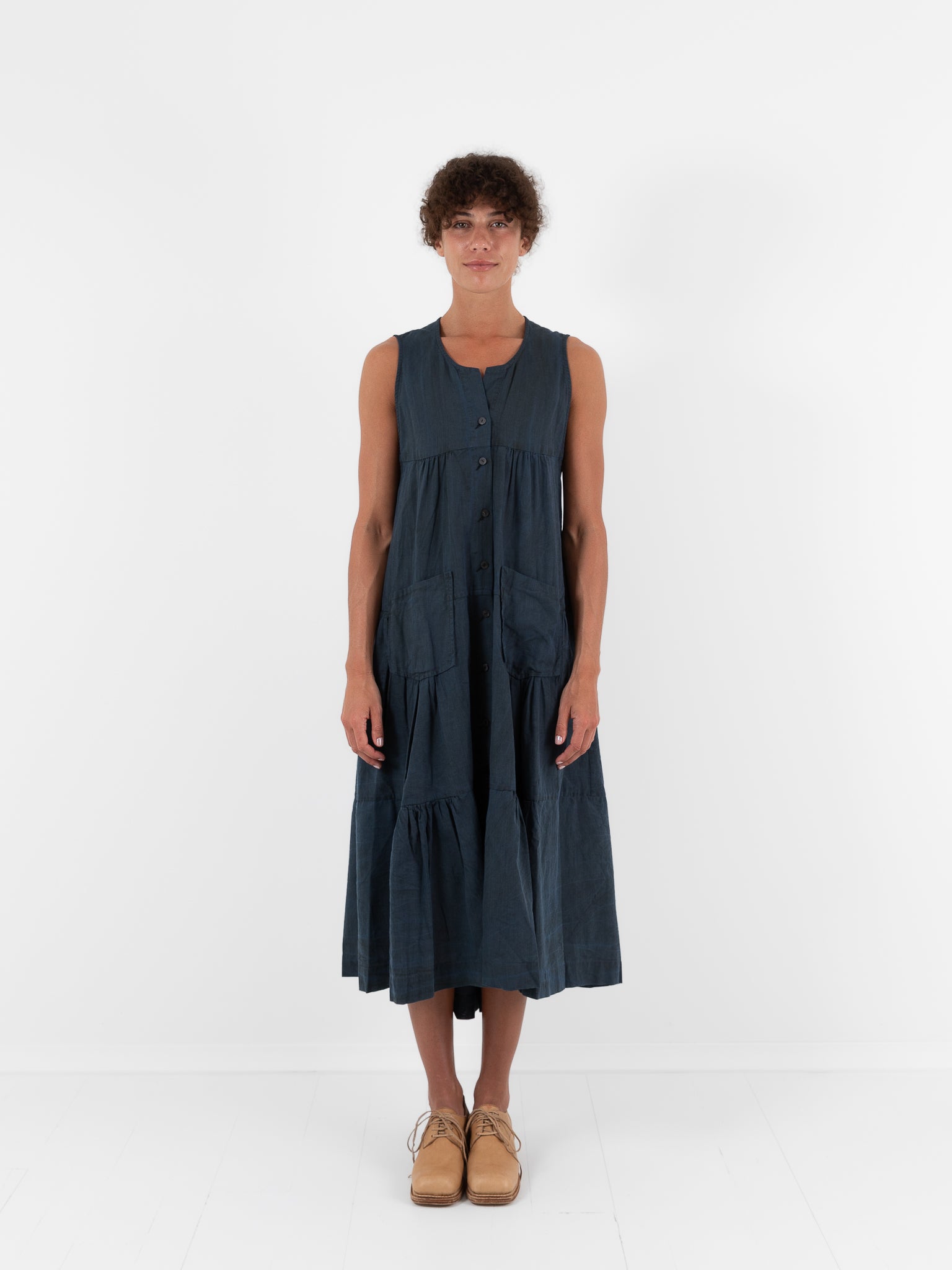Atelier Suppan Gathered Dress 53 in Blue - ATELIER SUPPAN at Worthwhile - shop DRESS
