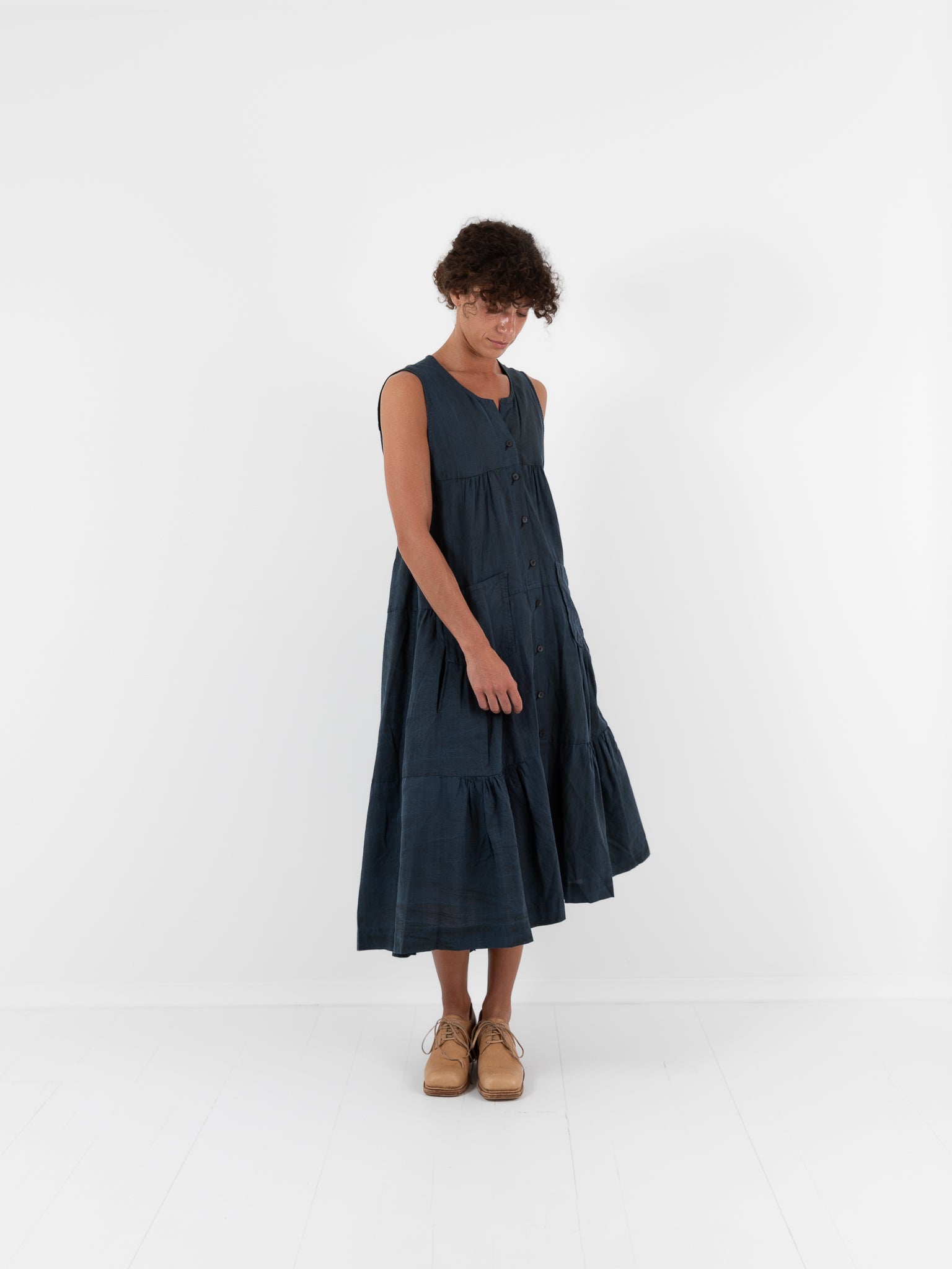 Atelier Suppan Gathered Dress 53 in Blue - ATELIER SUPPAN at Worthwhile - shop DRESS
