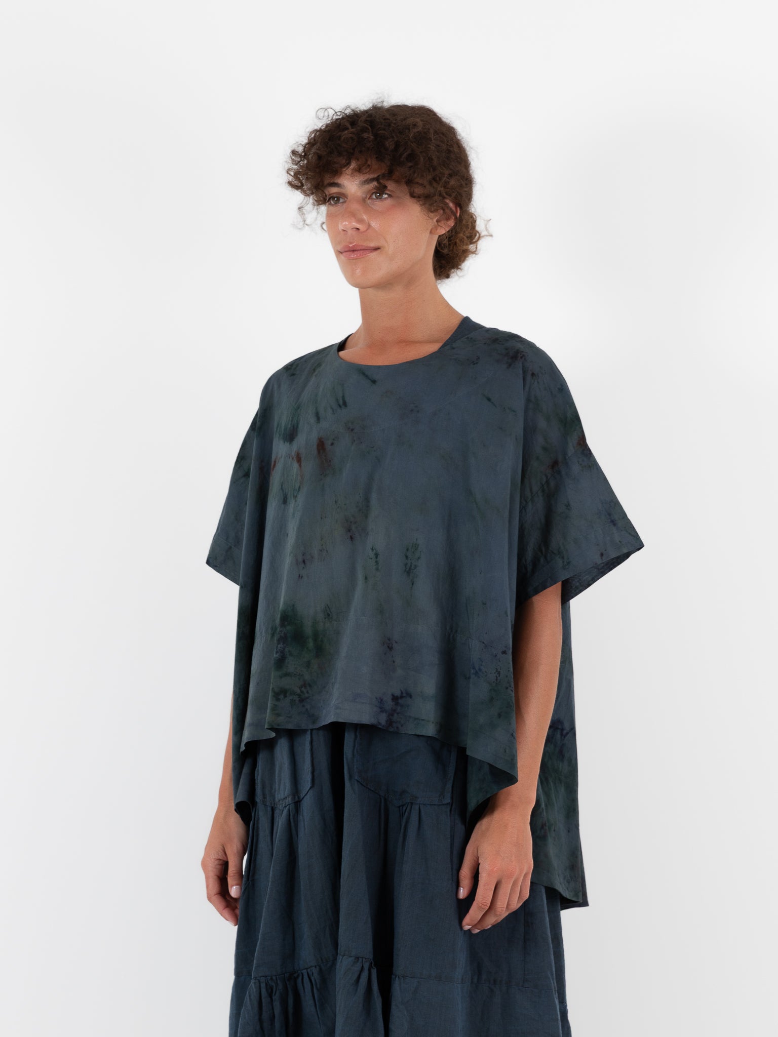 Atelier Suppan Oversize Top 45 in Blue Green - ATELIER SUPPAN at Worthwhile - shop TOP