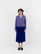 Auralee Baby Suri Alpaca Sheer Knit Skipper Polo in Purple - AURALEE at Worthwhile - shop TOP