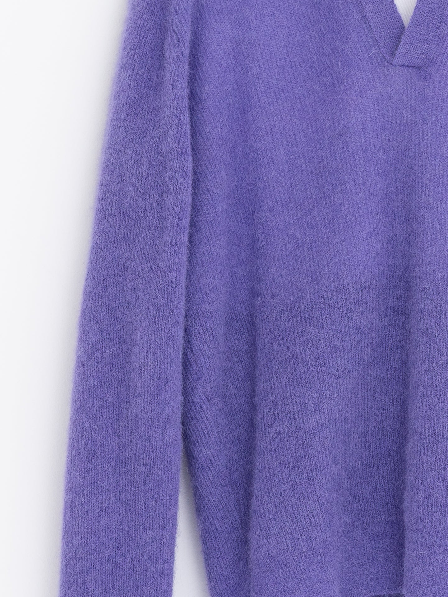 Auralee Baby Suri Alpaca Sheer Knit Skipper Polo in Purple - AURALEE at Worthwhile - shop TOP