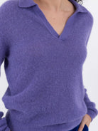 Auralee Baby Suri Alpaca Sheer Knit Skipper Polo in Purple - AURALEE at Worthwhile - shop TOP