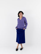 Auralee Baby Suri Alpaca Sheer Knit Skipper Polo in Purple - AURALEE at Worthwhile - shop TOP