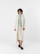 Auralee Fulled Wool Silk Collarless Dress in Ivory - AURALEE at Worthwhile - shop DRESS