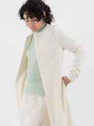 Auralee Fulled Wool Silk Collarless Dress in Ivory - AURALEE at Worthwhile - shop DRESS