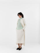 Auralee Fulled Wool Silk Collarless Dress in Ivory - AURALEE at Worthwhile - shop DRESS