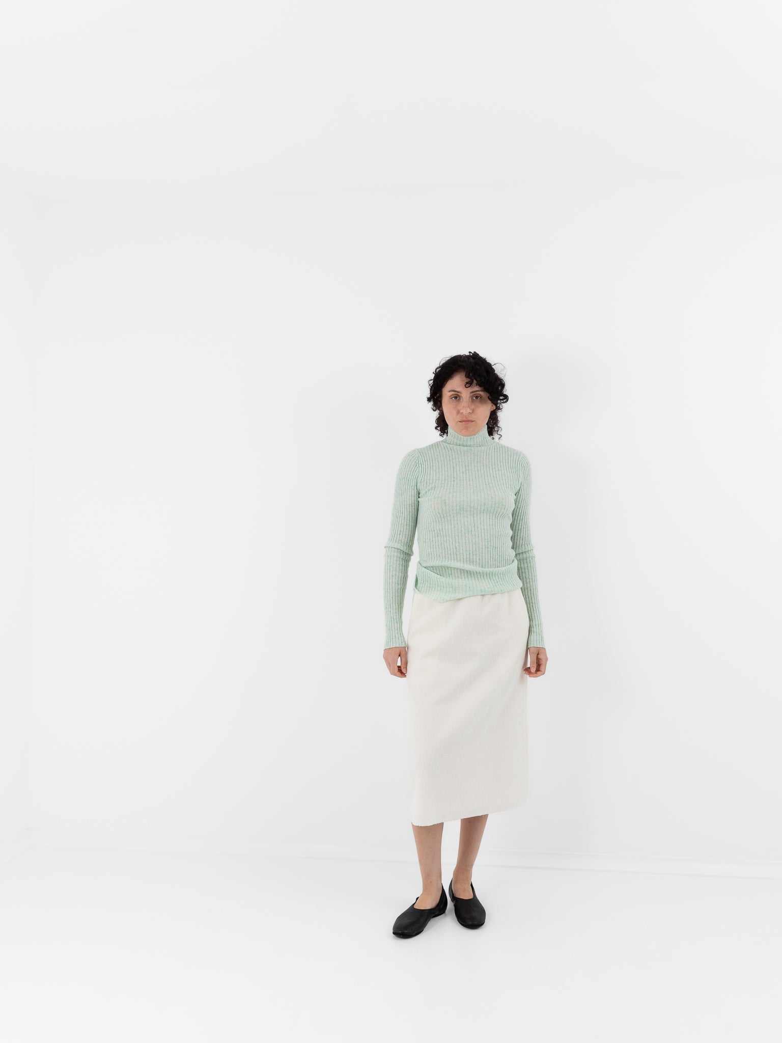 Auralee Fulled Wool Silk Skirt in Ivory - AURALEE at Worthwhile - shop SKIRT