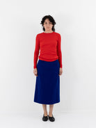 Auralee Fulled Wool Silk Skirt in Royal Blue - AURALEE at Worthwhile - shop SKIRT