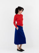 Auralee Fulled Wool Silk Skirt in Royal Blue - AURALEE at Worthwhile - shop SKIRT