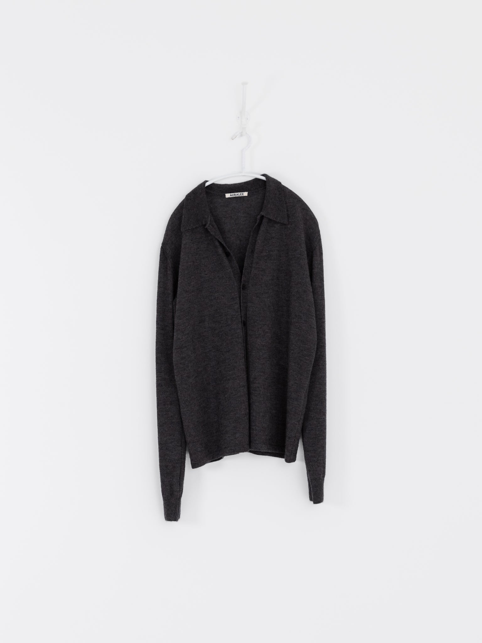 Auralee High Gauge Cashmere Cardigan Top in Charcoal at Worthwhile