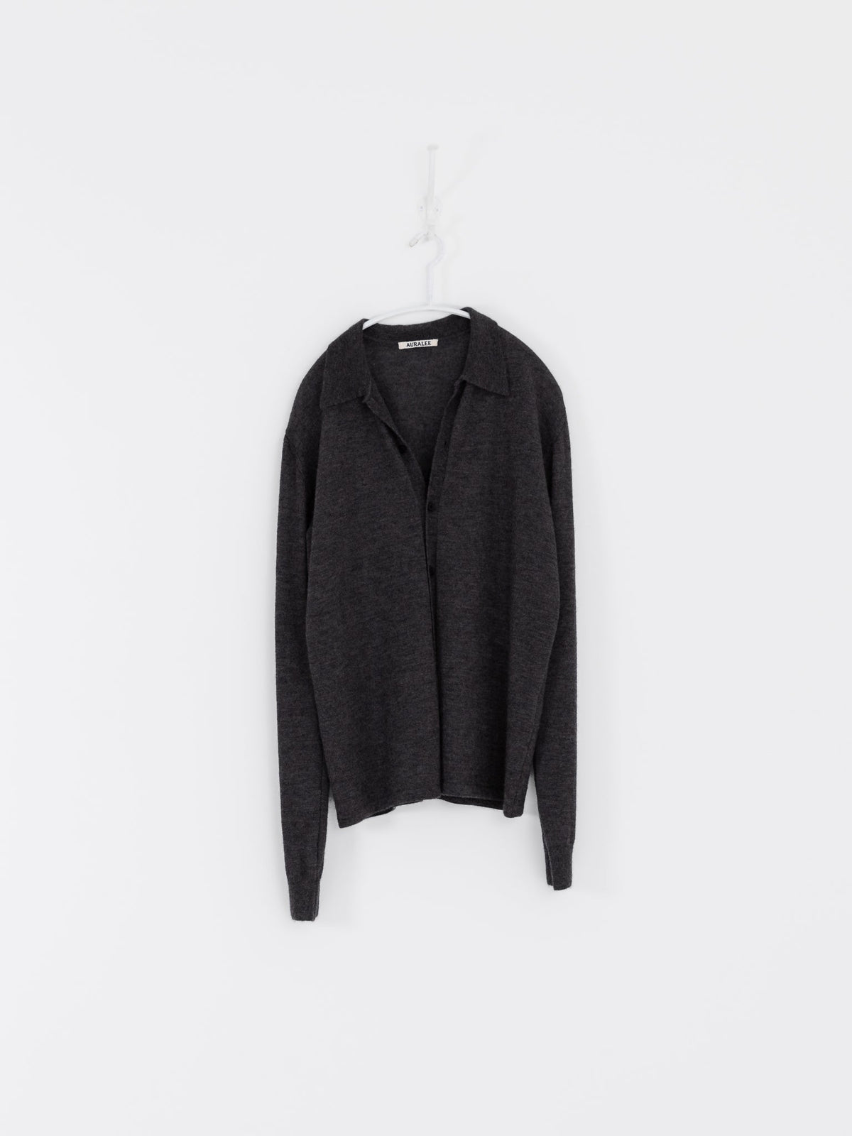 Auralee High Gauge Cashmere Cardigan Top in Charcoal - AURALEE at Worthwhile - shop CARDIGAN
