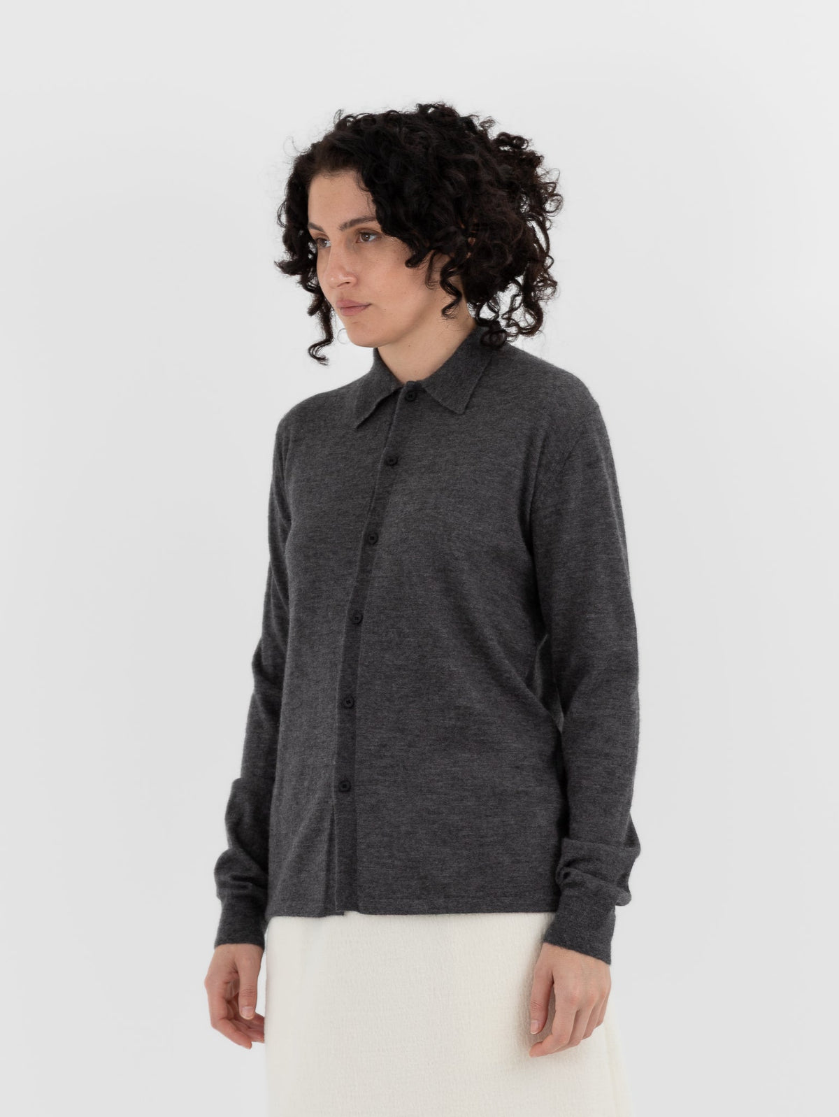 Auralee High Gauge Cashmere Cardigan Top in Charcoal - AURALEE at Worthwhile - shop CARDIGAN