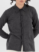 Auralee High Gauge Cashmere Cardigan Top in Charcoal - AURALEE at Worthwhile - shop CARDIGAN