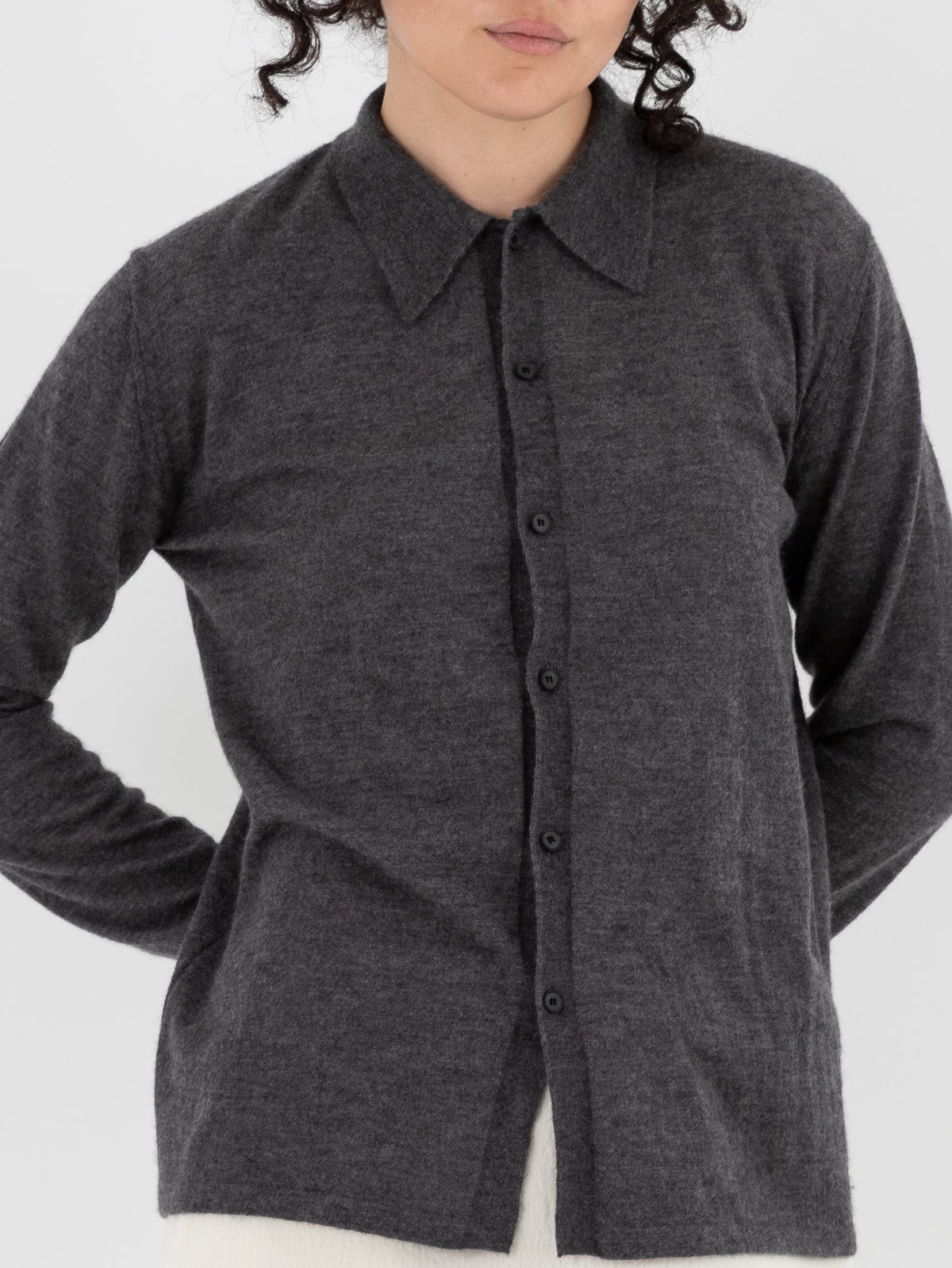 Auralee High Gauge Cashmere Cardigan Top in Charcoal - AURALEE at Worthwhile - shop CARDIGAN